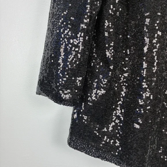 Cupshe XL Black Sequin Open Front Jacket Long Sleeve Collared Glam Party Shimmer - Picture 8 of 11